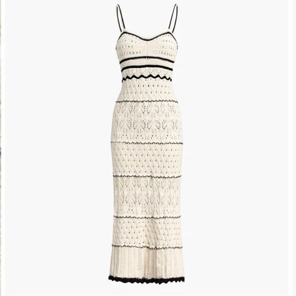 NWT Olive & Oak Off White and Black Crochet Summer Boho Midi Dress S - Picture 6 of 10